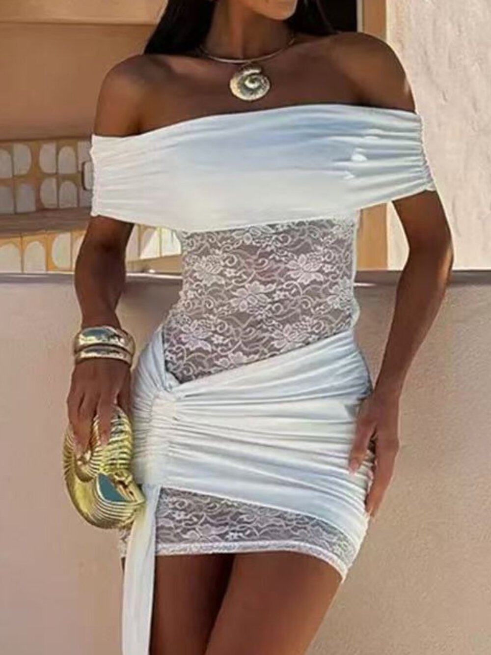 Zimmermann Off-Shoulder White Mini Dress with Draped Side Detail - Picture 3 of 4